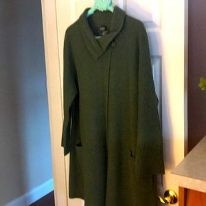 Green tunic cashmere cardigan